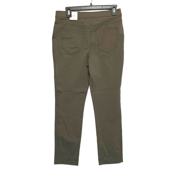 Chico's Ponte Faux Pocket Slim Leg Stretch Pants NWT 00 Short (XS) Brown Green - Picture 2 of 8